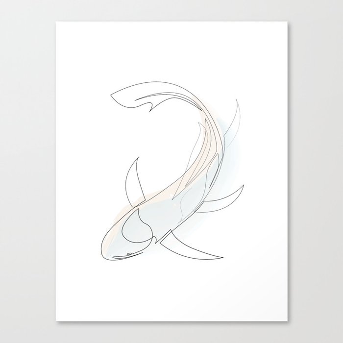 Koi One Line Fish Art With Colours Canvas Print By Dronathan Society6