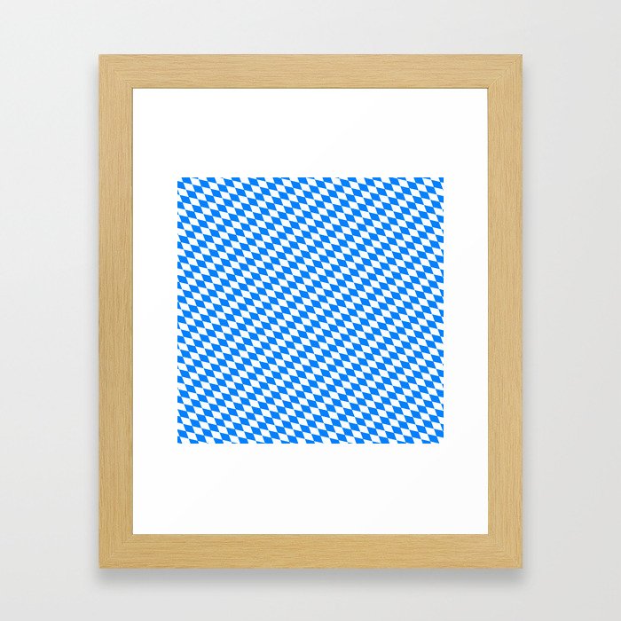 Bavarian Blue and White Diamond Flag Pattern Framed Art Print