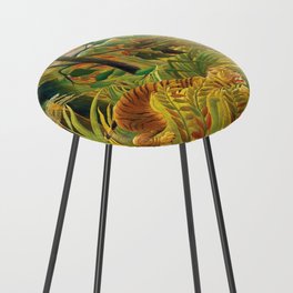 Tiger in a Tropical Storm, Exotic, Henri Rousseau Counter Stool