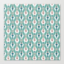 Rosegold and teal Nutcracker pattern Canvas Print