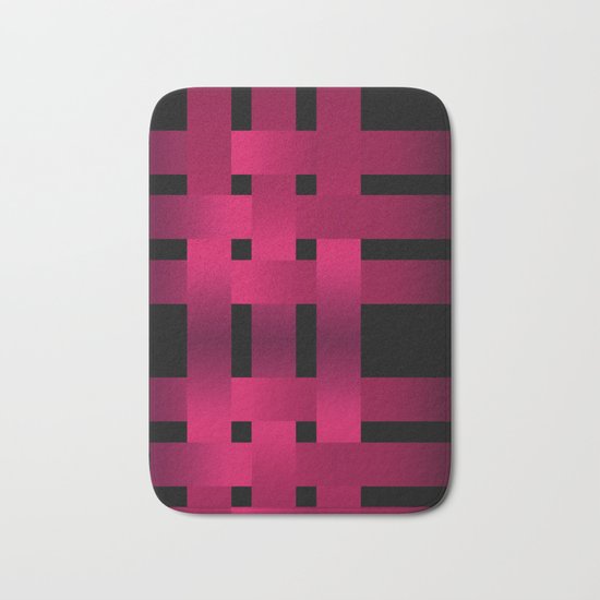Satin red ribbons on black . Bath Mat