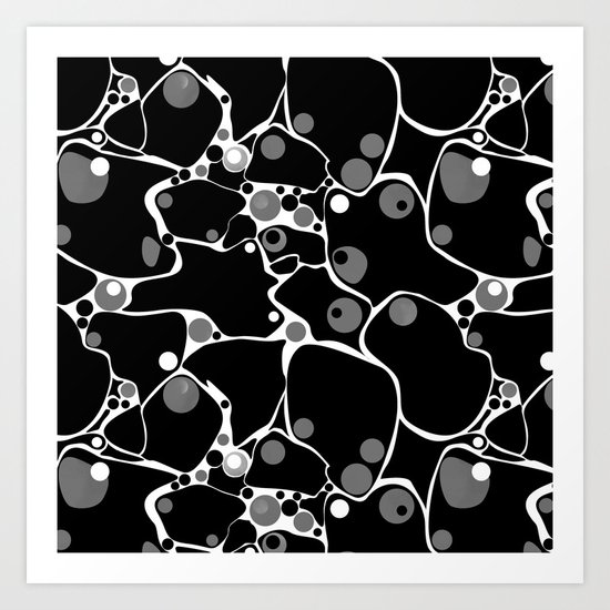 Abstract black and white polka dot pattern . Art Print