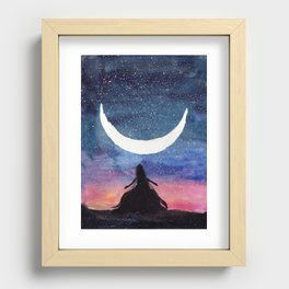 Moon goddess watercolor Recessed Framed Print