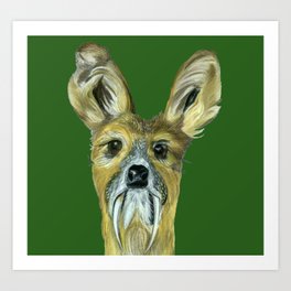 Deer (Musk Deer) Art Print | Endangered, Green, Pastel, Wildanimal, Nature, Drawing, Unique, Rareanimals, Wildnature, Animal 