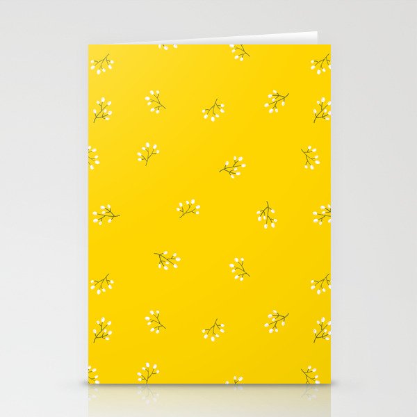Rowan Branches Seamless Pattern on Yellow Background Stationery Cards