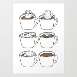 More Coffee Sloth Art Print