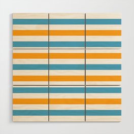Ohlala - Blue Orange Colourful Minimalistic Retro Stripe Art Design Pattern II Wood Wall Art