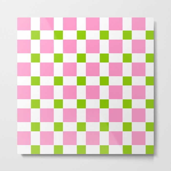square and tartan 76- green and pink Metal Print