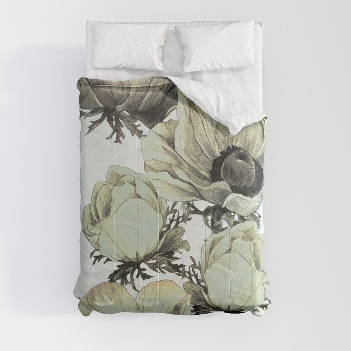 anemone flowers (white background) Comforter