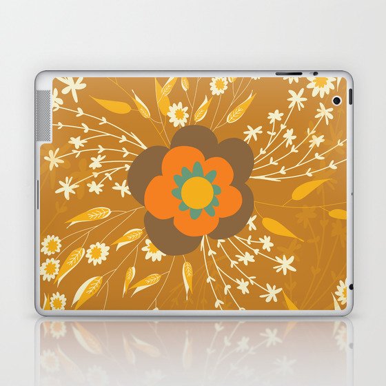 Retro Flower Cottage Mustard Laptop & iPad Skin