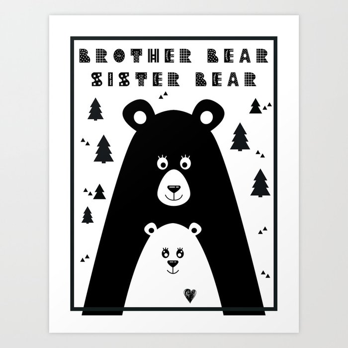 Brother Bear and Sister Bear Minimalist Poster v2 Art Print by Asar