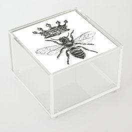 Queen Bee No. 1 | Vintage Bee with Crown | Black and White | Acrylic Box