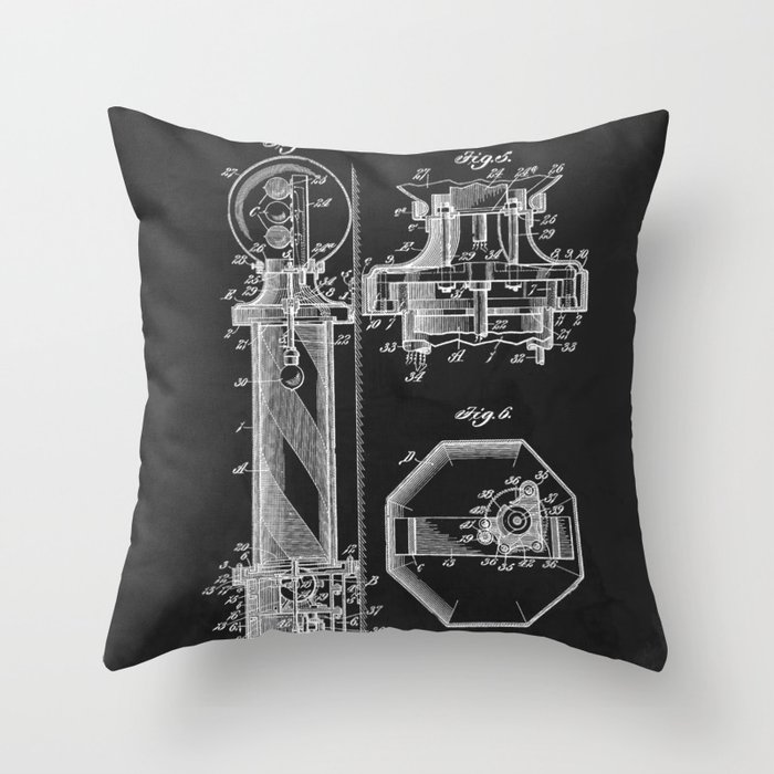 Vintage Barber's Pole 1916 Patent  Throw Pillow