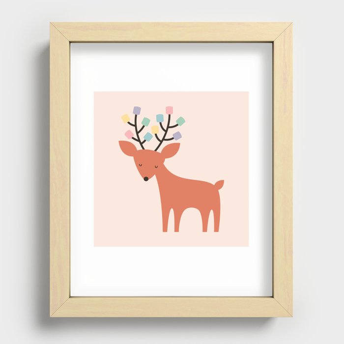 Deer Marshmallow Recessed Framed Print