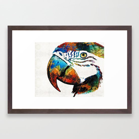 Parrot Head Art By Sharon Cummings Framed Art Print By Sharoncummings Society6 Gray parrot illustration, parrot bird drawing pencil sketch, parrot head, watercolor painting. society6