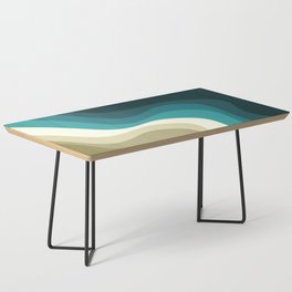Green and blue retro style waves Coffee Table