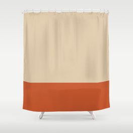 Minimalist Color Block Solid in Mid Mod Beige and Orange Shower Curtain