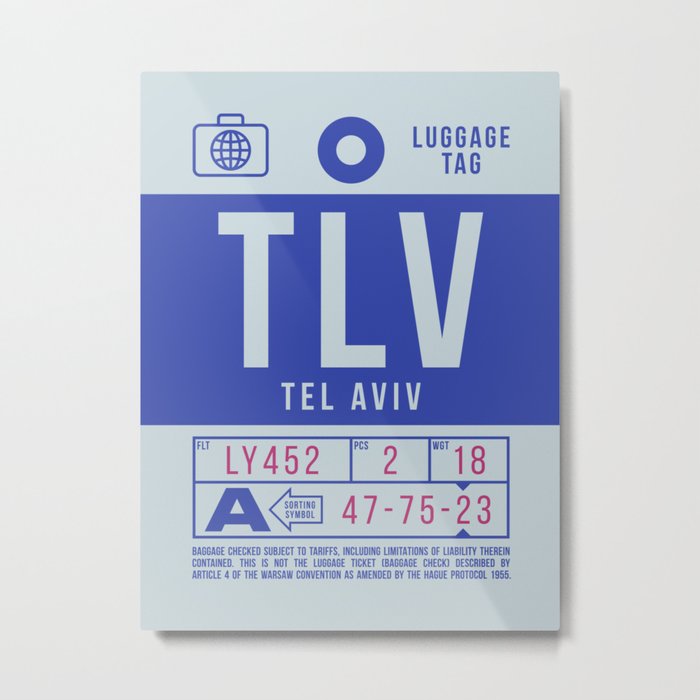 Luggage Tag B - TLV Tel Aviv Israel Metal Print