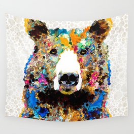 Umm Bearably Good Bear Art by Sharon Cummings Wall Tapestry | Colorful, Trade, Brownbear, Painting, Grizzly, Bear, Woods, Animalprints, Colorfulbear, Grizzlybear 