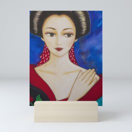 Vibrant Blue Geisha Mini Art Print