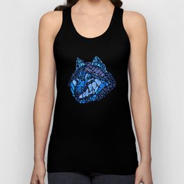 Blue Wolf Painted Mosaic Illustration Tank Top