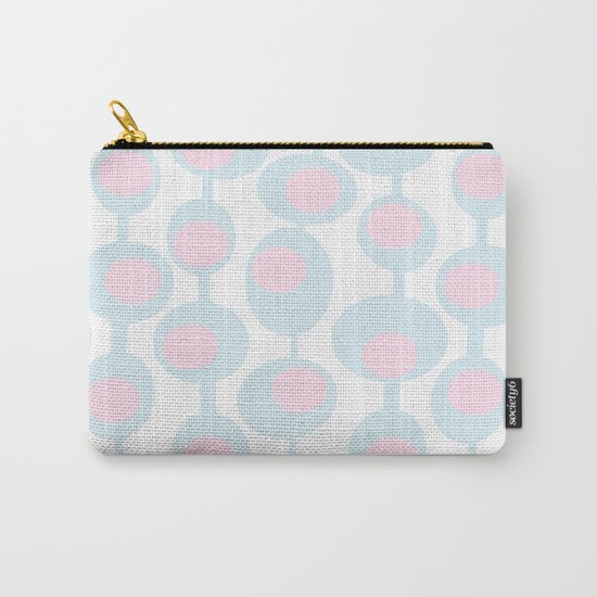 abstract 60ies circles and dots pattern in pink, white and aqua Carry-All Pouch