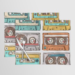 Vintage retro music tape cassette 1980s style disco Placemat