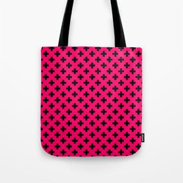 Black Crosses on Hot Neon Pink Tote Bag