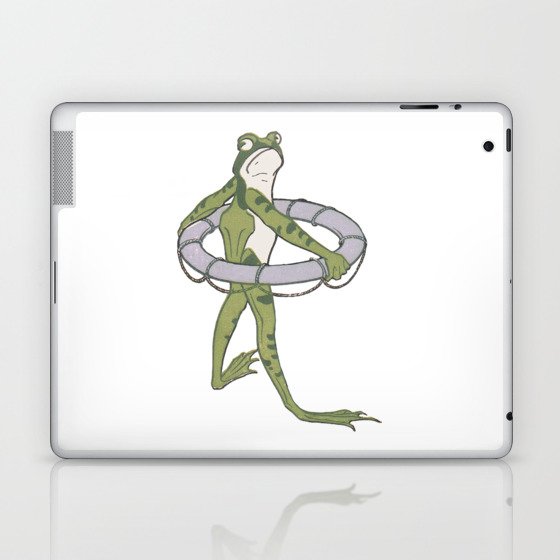 Frog with Swim Ring Vintage Art Laptop & iPad Skin
