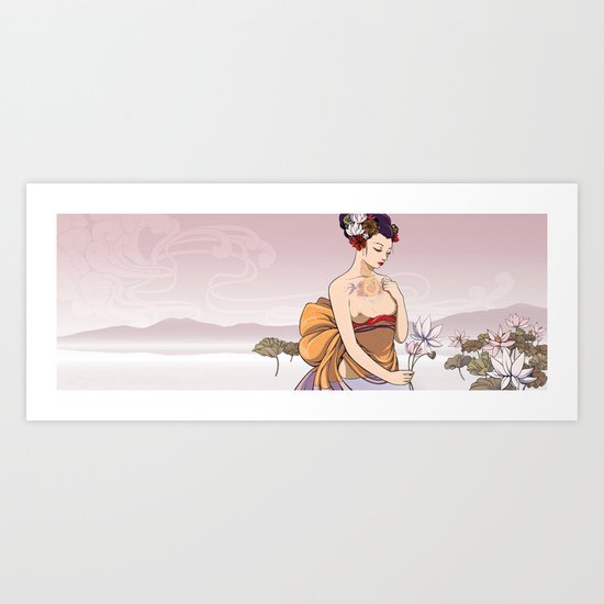 Koi Amongst the Lotuses Art Print