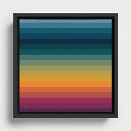 Colorful Abstract Vintage 70s Style Retro Rainbow Summer Stripes Framed Canvas
