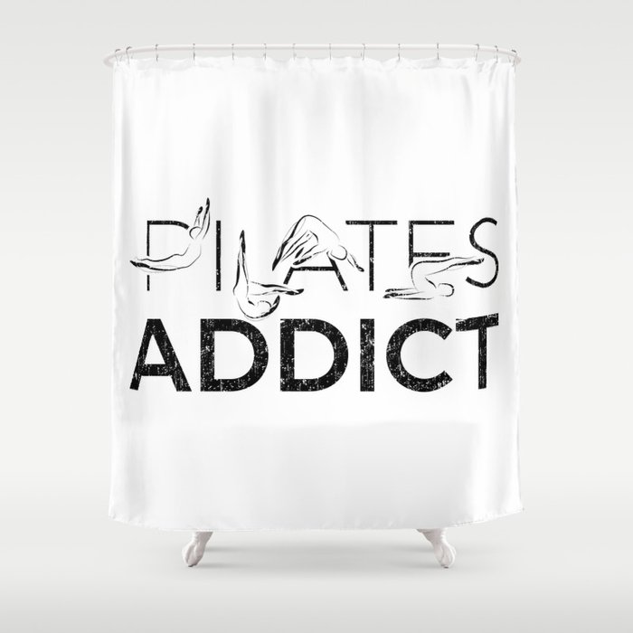Pilates poses in PILATES word Shower Curtain