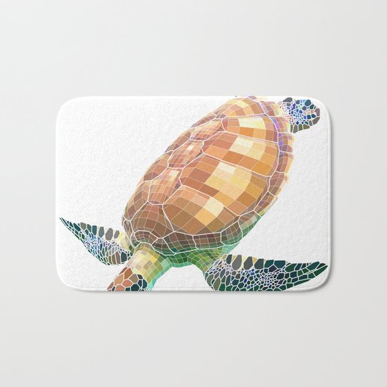 The Green Sea Turtle (Colored) Bath Mat