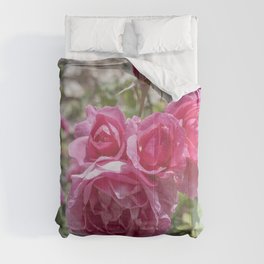 Bright pink roses - floral cheerful nature photography Comforter
