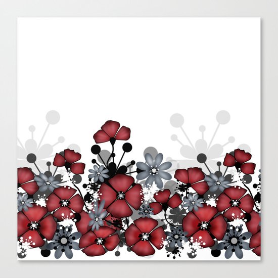Red flowers on a white background . Canvas Print