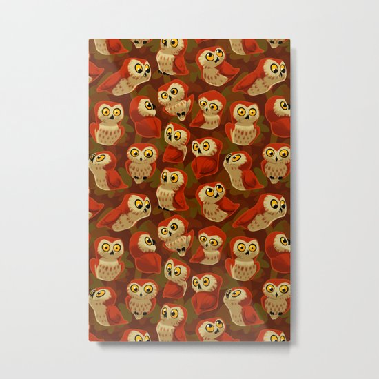 Northern Saw-whet owls pattern. Metal Print