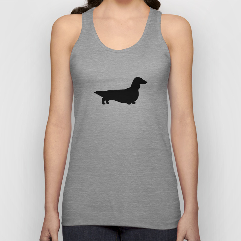 Longhaired Dachshund Silhouette Unisex Tank Top By