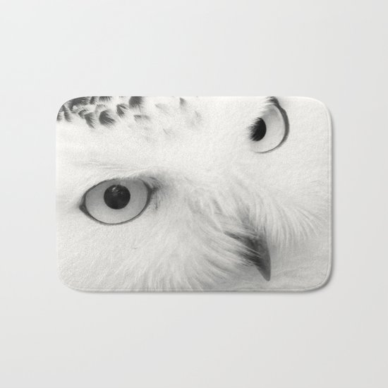 owl chouette bird white Bath Mat
