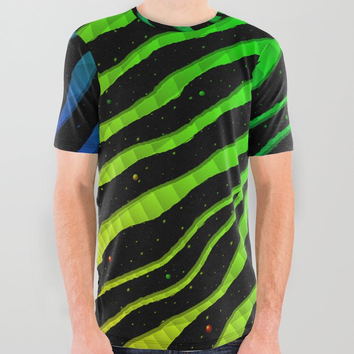 Ripped SpaceTime Stripes - Rainbow OYGBPU All Over Graphic Tee