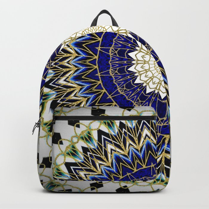 Bohemian Bright Blue and Gold Mandala Backpack