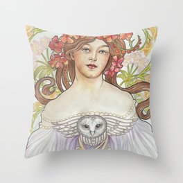 Owl Maiden Throw Pillow