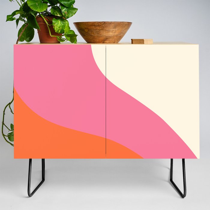 Simple Waves - Pink, Orange and Cream Credenza