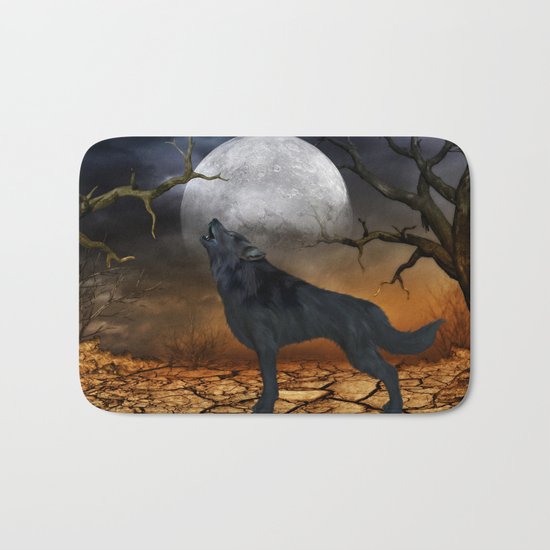 The lonely wolf Bath Mat