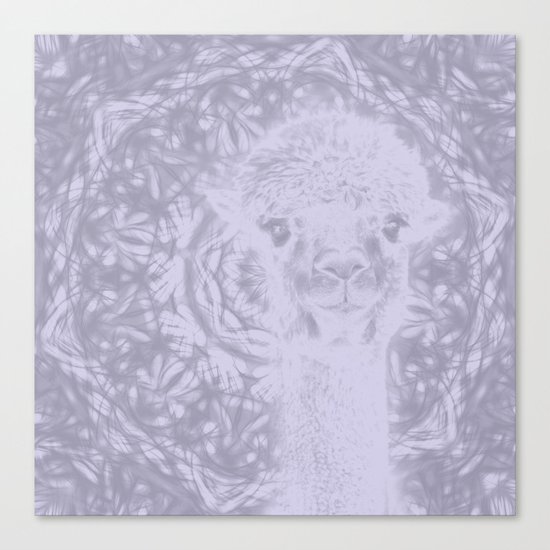 Ghostly alpaca and Lilac-gray mandala Canvas Print
