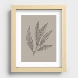 Elegant Leaves Nature Brown Beige Recessed Framed Print