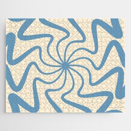 Mid Century Abstract Liquid Lines Pattern - Cerulean Frost and Papaya Whip Jigsaw Puzzle