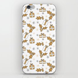 Christmas Pattern Yellow Retro Gifts Holly iPhone Skin