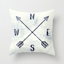 Compass in Navy Blue Throw Pillow