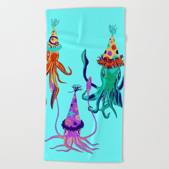 Party Squids Beach Towel