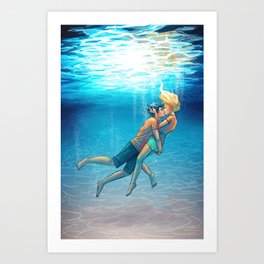 Percy Jackson - Percabeth - Underwater Kiss Art Print